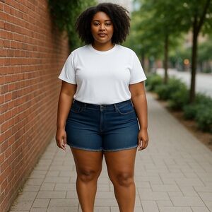 TORRID Women’s Denim Shorts Size 24 Dark Wash Fringe Hem Zip Up 99% Cotton